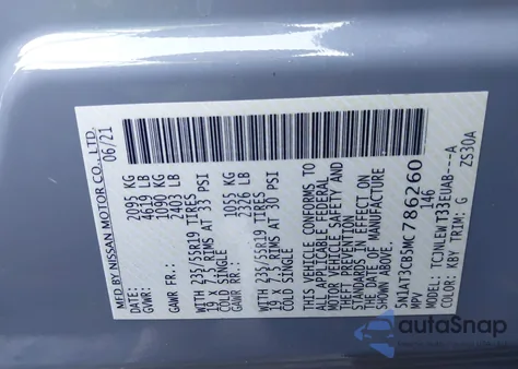 2021 Nissan Rogue Sl Intelligent Awd from USA, damaged, VIN 5N1AT3CB5MC786260